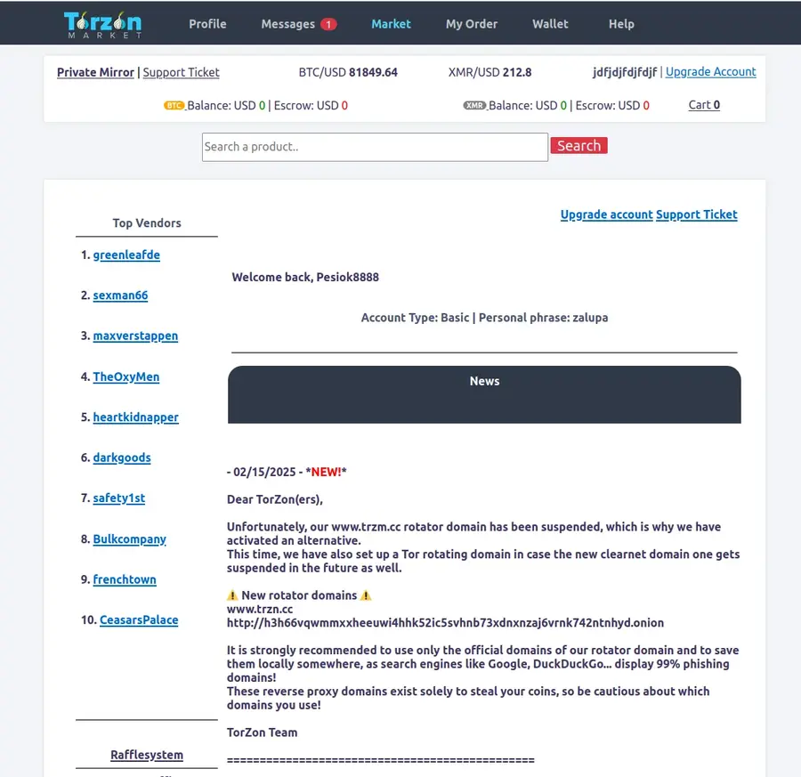 Torzon PGP signed warrant canary
